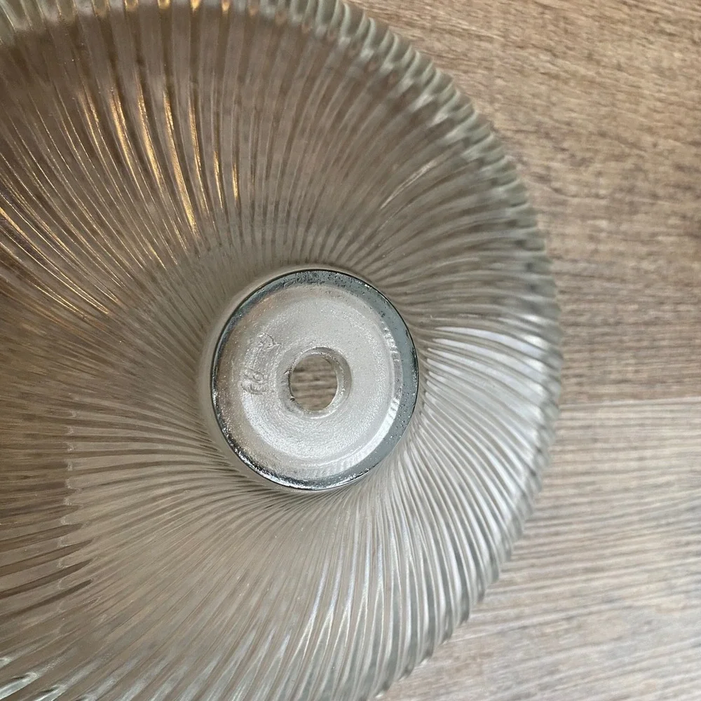 Vintage Clear Ribbed Glass Swirl Lamp Shade Art Deco MCM Replacement 10 Inch